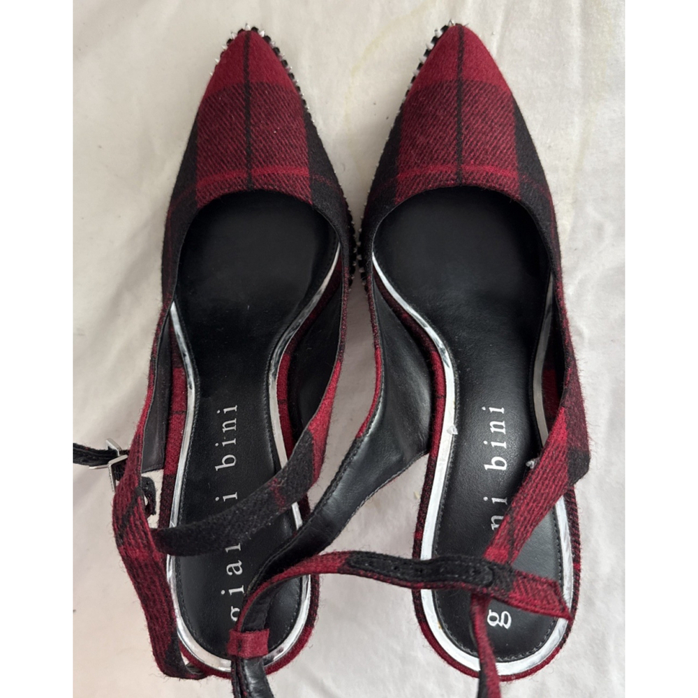 Gianni Bini Women's Flannel Plaid Ankle Strap Pumps, Size 8.5m, Metal Points - Picture 3 of 6